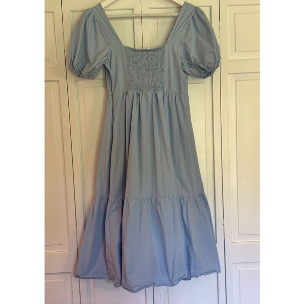Astr Sky Blue Puff Sleeve Midi Dress - Picture 11 of 12